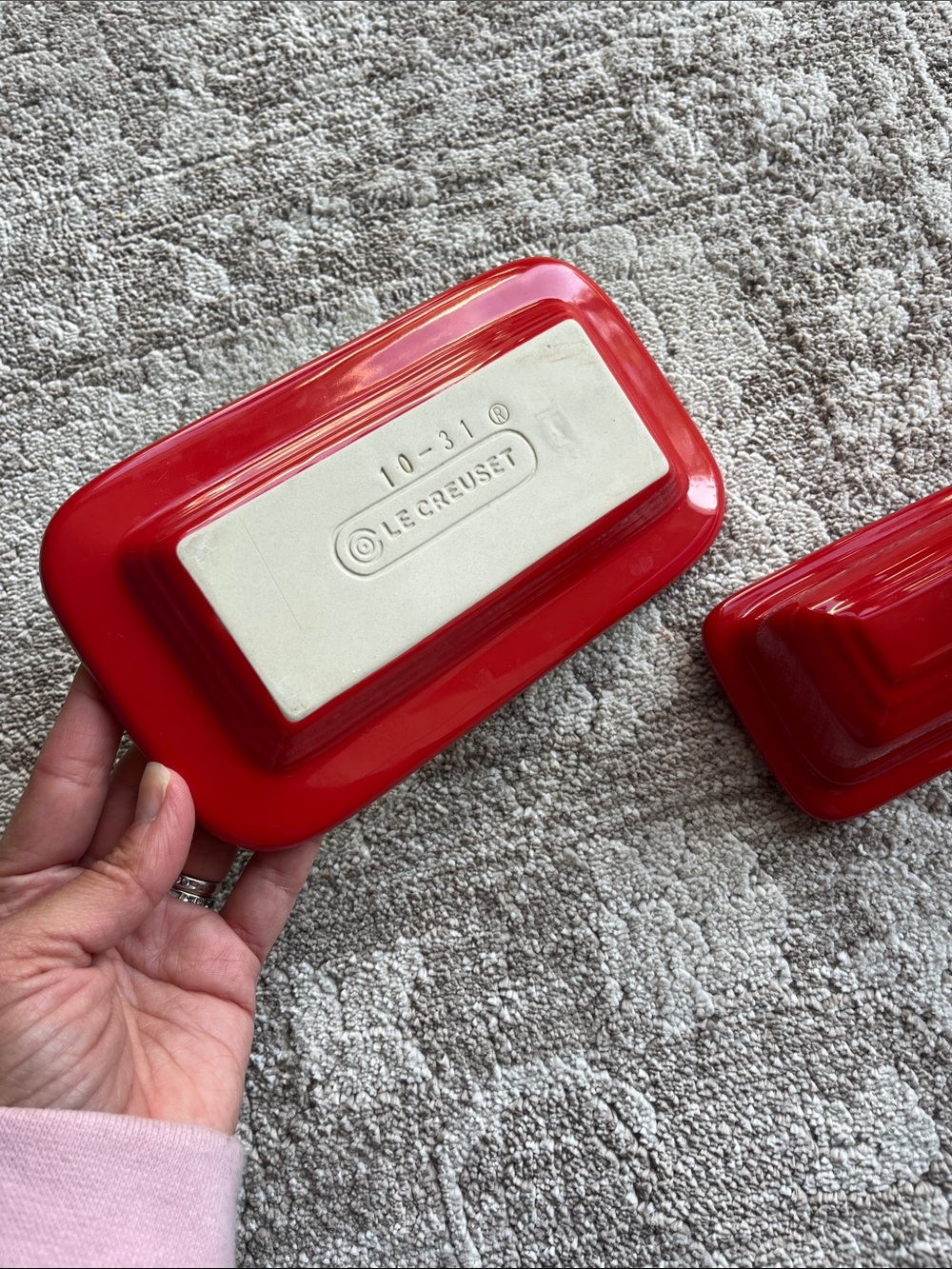 Le Creuset Red Butter Dish with Cream Interior - Picture 5 of 5